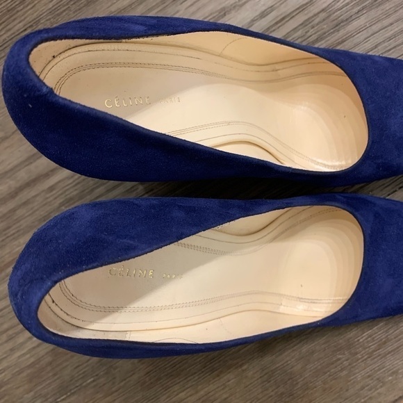 Celine Deep Blue Suede Heels - Picture 11 of 16